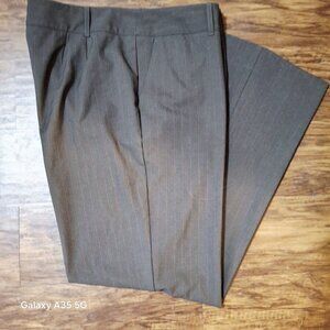 J.Jill Womens Genuine Fit Brown Pinstripe Stretch Pants Size 16 Below Waist